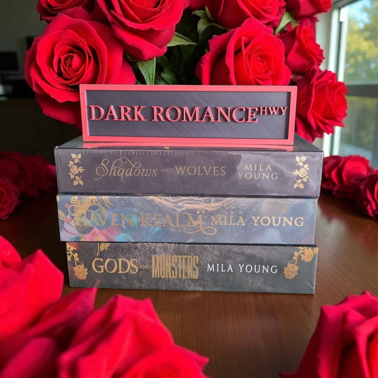 DARK ROMANCE HWY Bookshelf Street Sign