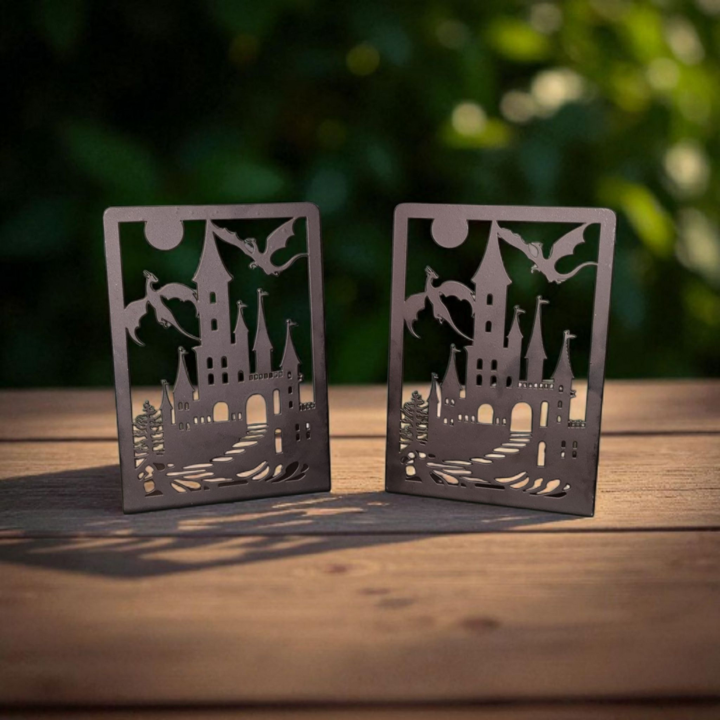 Dragon And Fantasy Castle - Forth Wing/ Harry Potter Inspired Metal Book-Ends