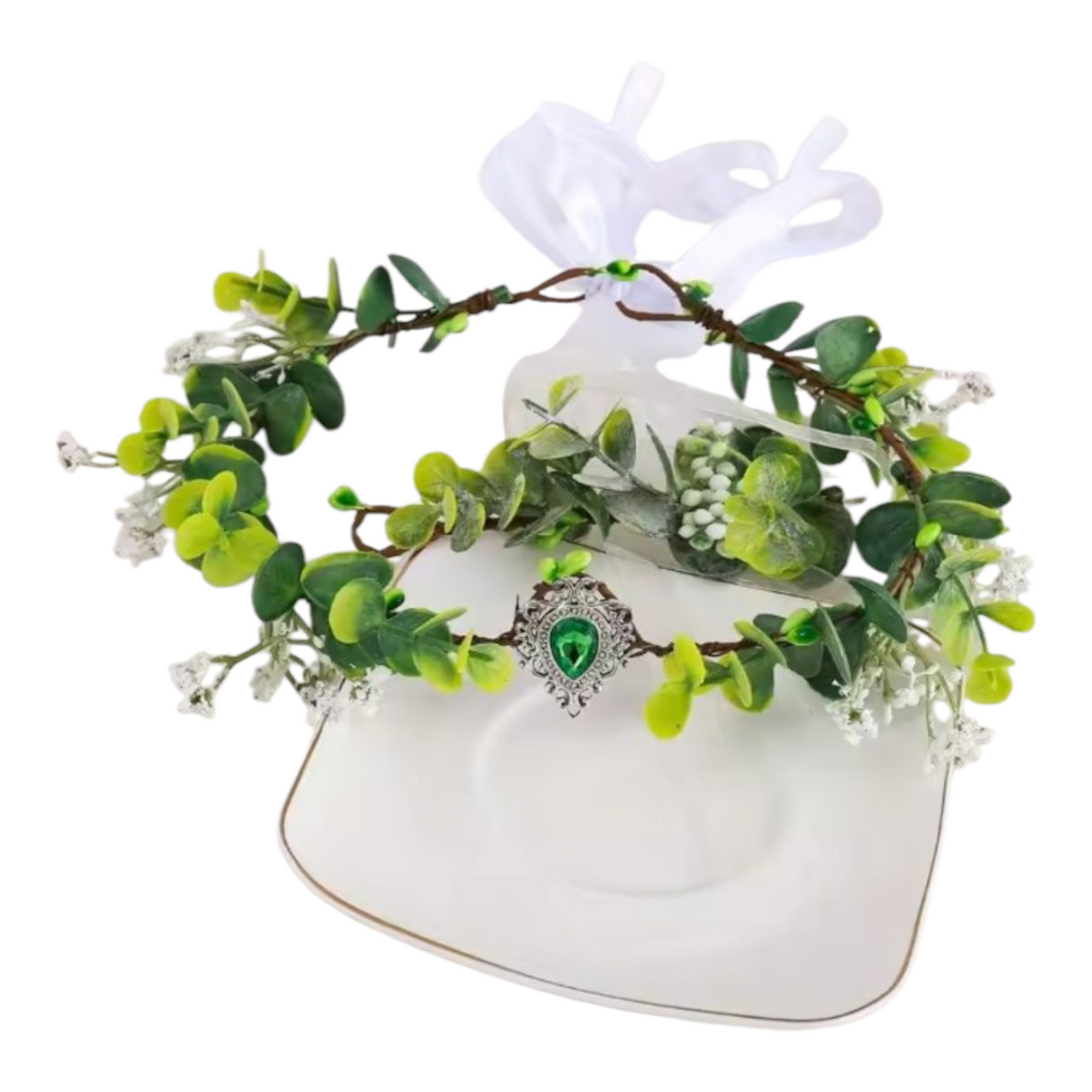 Forest Fae Leaves And Gem Headdress - Fantasy/Cosplay/Roleplay