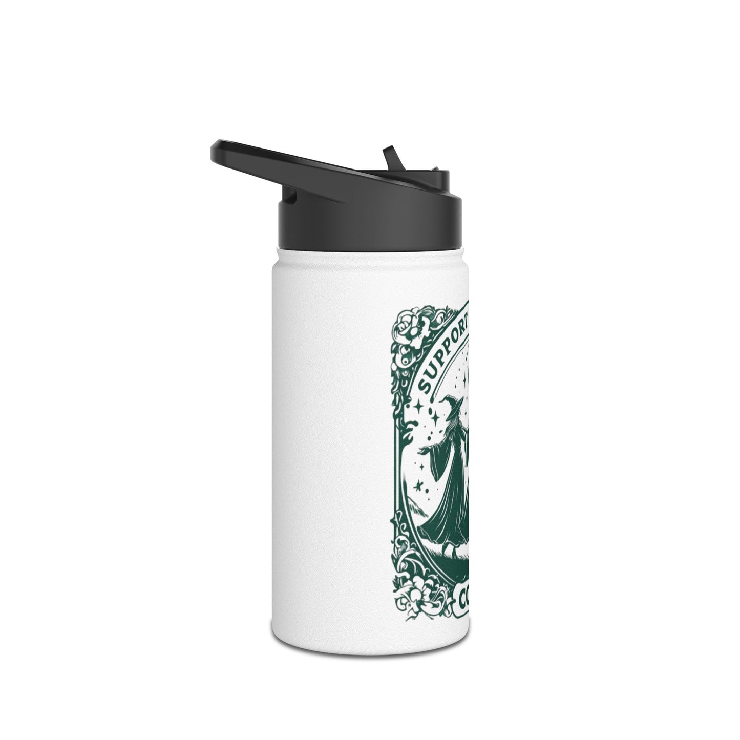Support Your Local Coven Stainless Steel Water Bottle — Witchy Moonlit Design
