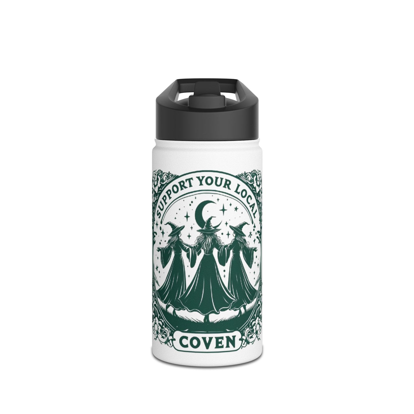 Support Your Local Coven Stainless Steel Water Bottle — Witchy Moonlit Design